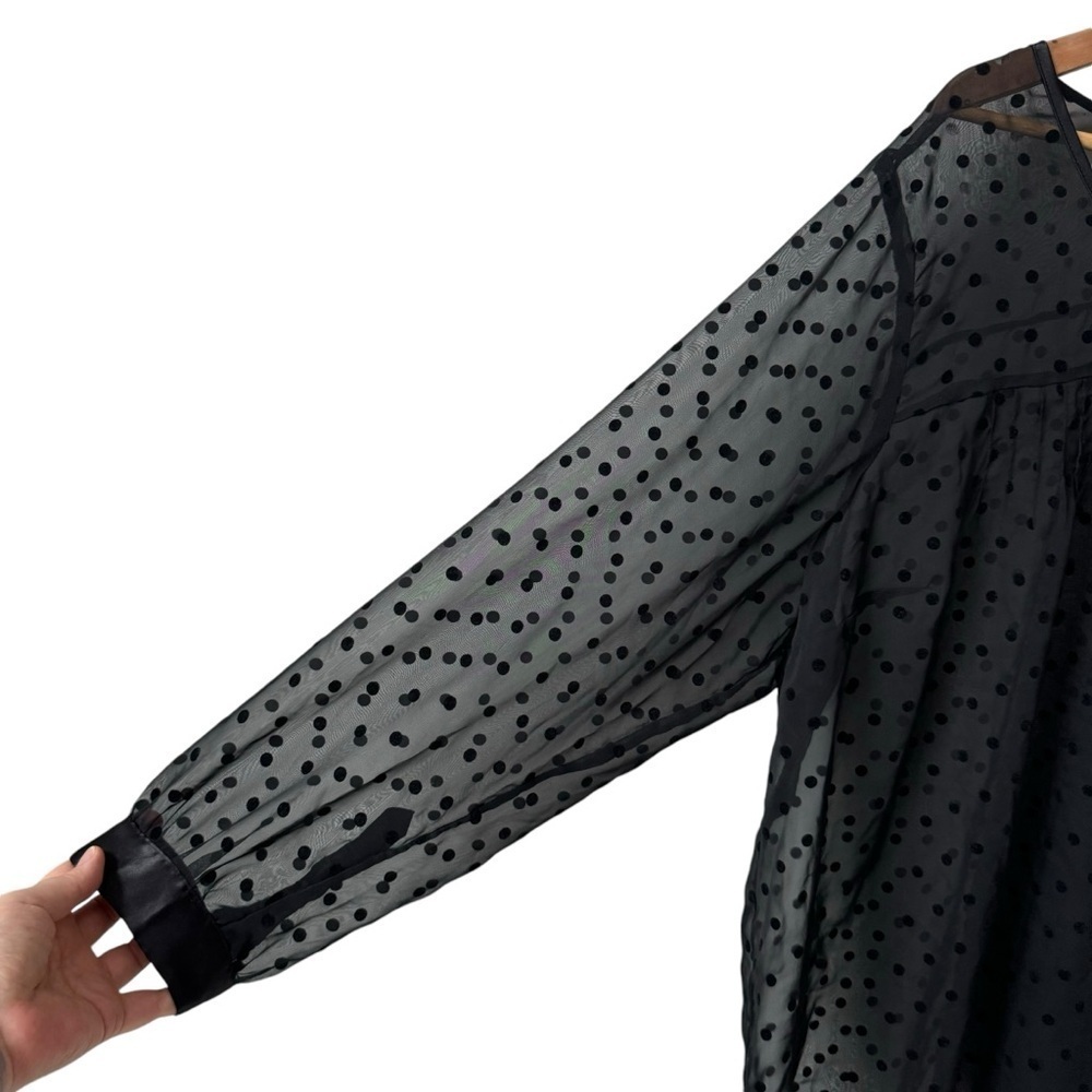 Penningtons Polka Dot Sheer Long Sleeve Black Blouse Women's Size 3X - Picture 4 of 8